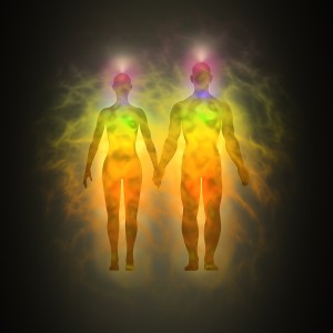 Woman and man energy body, aura, chakras, energy, silhouette