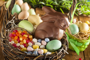 Chocolate Easter Bunny In A Basket